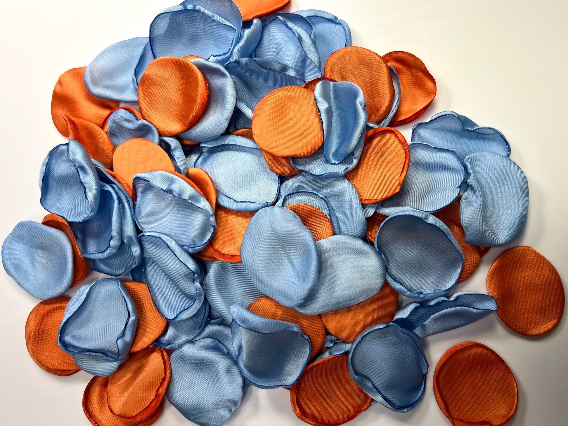 Blue Orange Petals Wedding Decor Flower Girl Petals Dusty Blue Sky Burnt Orange Wedding Aisle Decor Flower Petals Satin Terracotta Ceremony