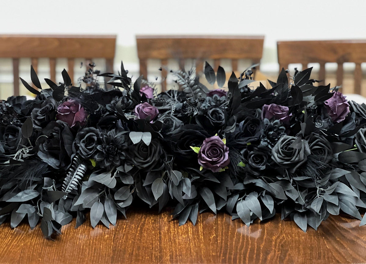 Corner Arch Arrangement Black Plum Wedding Gothic Arbor Arrangements Dark Purple Arch Corner Piece Black Artificial Flowers Decor Wedding