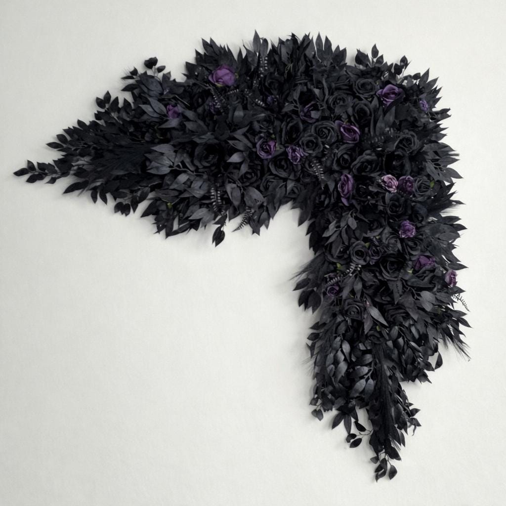 Corner Arch Arrangement Black Plum Wedding Gothic Arbor Arrangements Dark Purple Arch Corner Piece Black Artificial Flowers Decor Wedding