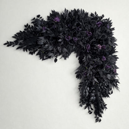 Corner Arch Arrangement Black Plum Wedding Gothic Arbor Arrangements Dark Purple Arch Corner Piece Black Artificial Flowers Decor Wedding