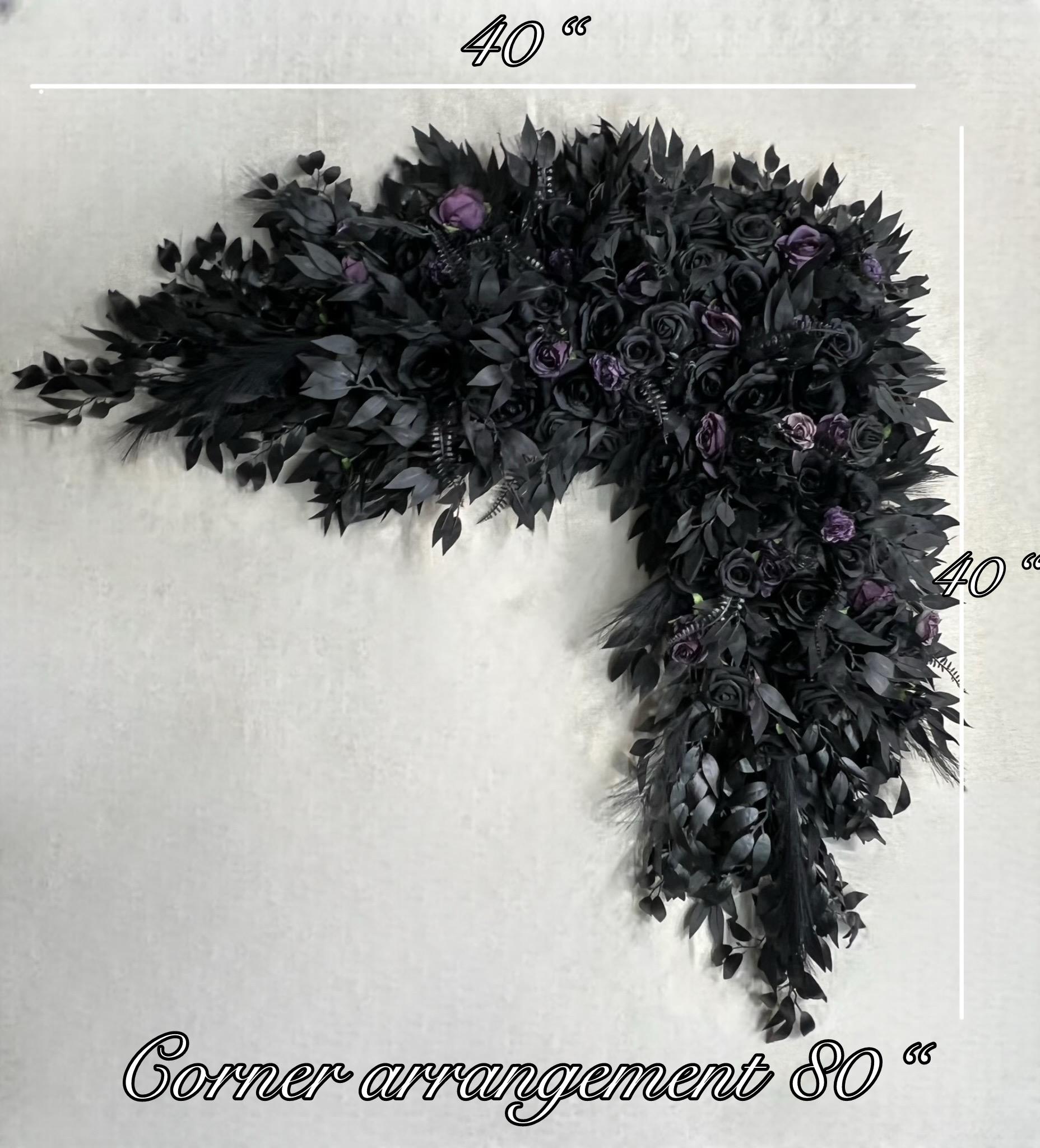 Black Arch Arrangement Wedding Gothic Black Plum Decor Arbor Arrangement Dark Purple Decor Swag Halloween Backdrop Black Artificial Flower