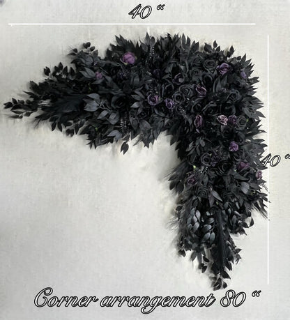 Black Arch Arrangement Wedding Gothic Black Plum Decor Arbor Arrangement Dark Purple Decor Swag Halloween Backdrop Black Artificial Flower
