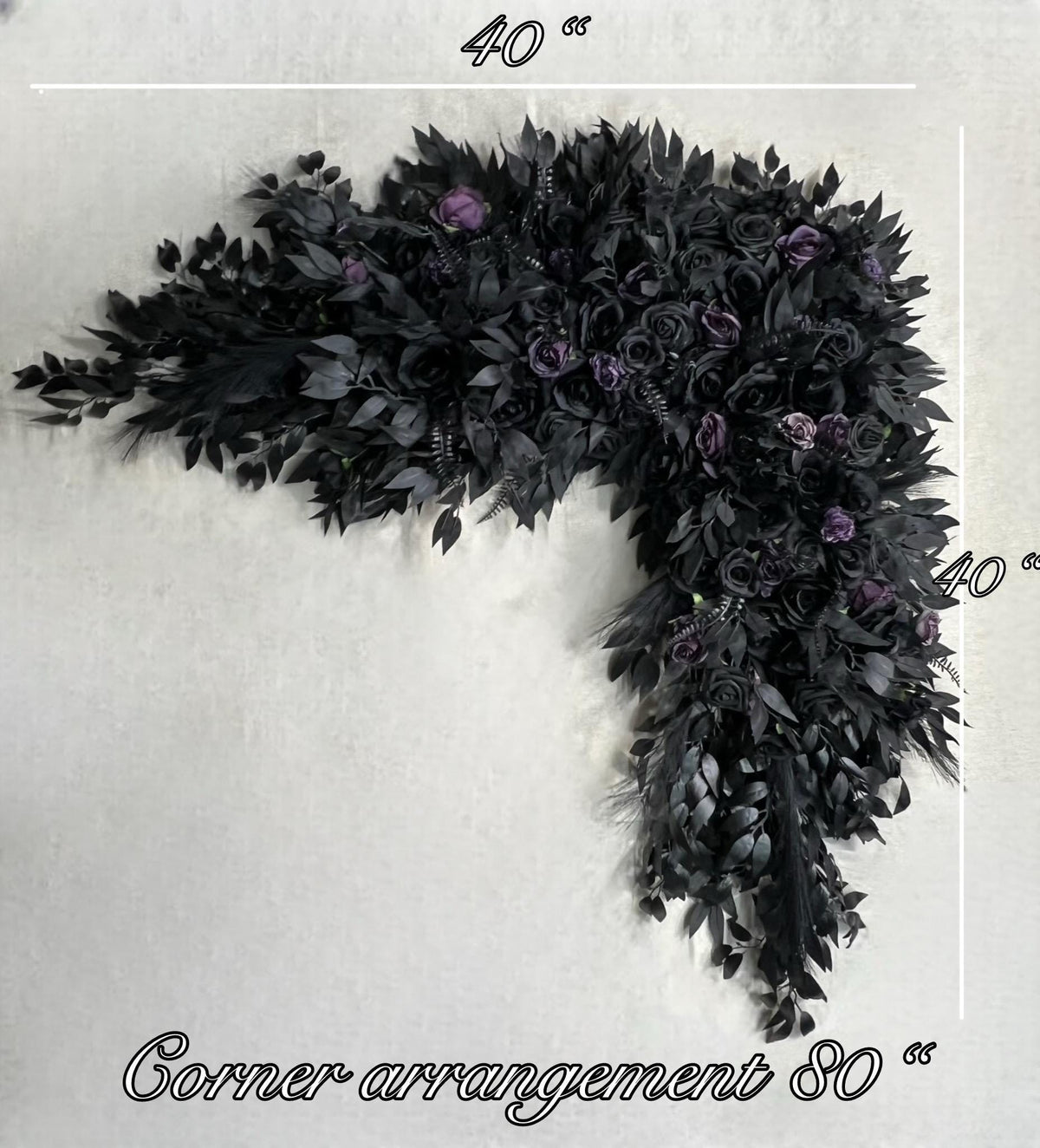Black Arch Arrangement Wedding Gothic Black Plum Decor Arbor Arrangement Dark Purple Decor Swag Halloween Backdrop Black Artificial Flower