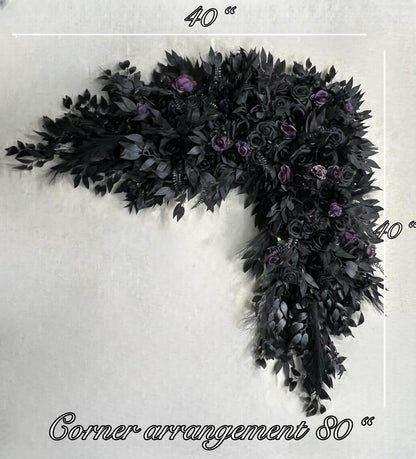 Black Arch Arrangement Wedding Gothic Black Plum Decor Arbor Arrangement Dark Purple Decor Swag Halloween Backdrop Black Artificial Flower