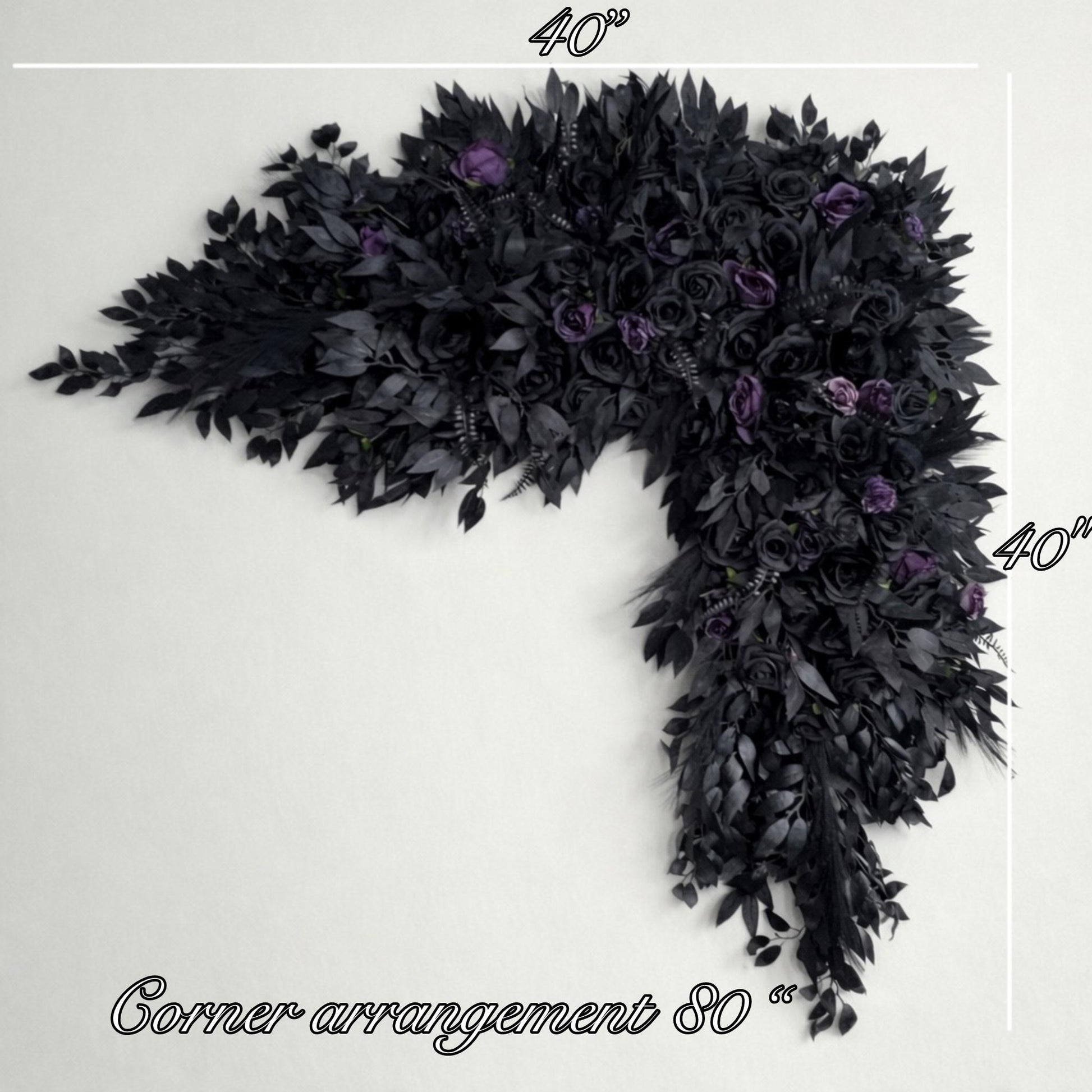 Black Plum Arch Arrangement Curved Wedding Gothic Black Decor Arbor Arrangement Circle Dark Purple Decor Swag Halloween Artificial Flowers
