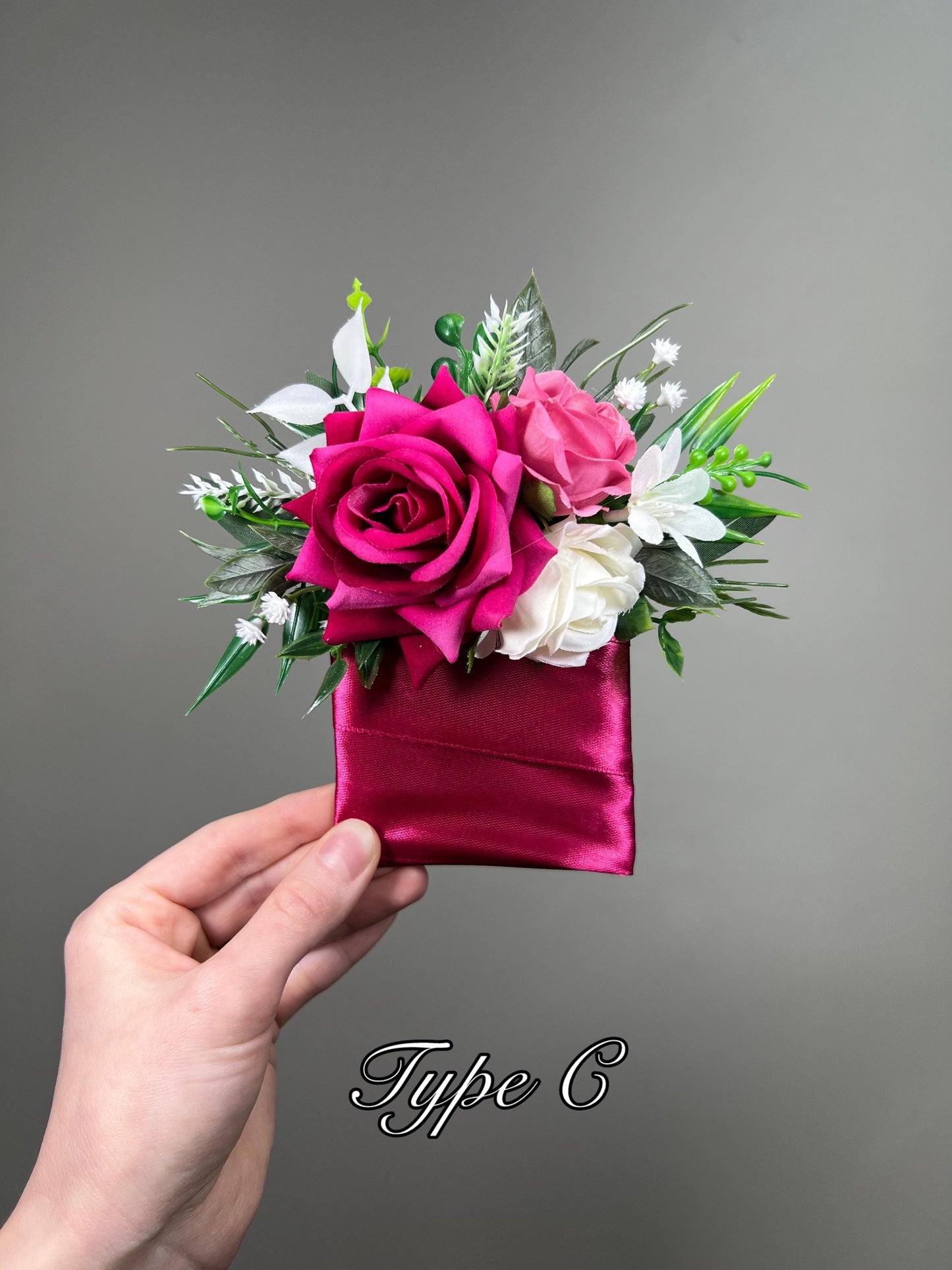 Hot Pink Boutonniere Pocket Wedding White Groom Boutonnière Square Pink Groomsmen Pocket Boutonniere Fuchsia Ivory Rustic Artificial Flower