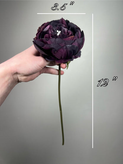Plum Peony Artiricial Flowers Wedding Gothic Dark Purple Deep Head Peony Moody for Bouquet DIY Eggplant Flower Craft Supplies Floral