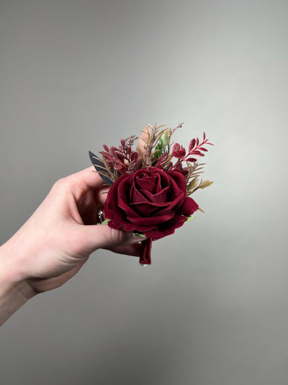 Burgundy Teal Bouquet Wedding Bridal Wine Red Rustic Rose Gold Teal Blue Bouquet Maroon Bridesmaids Copper Artificial Flowers