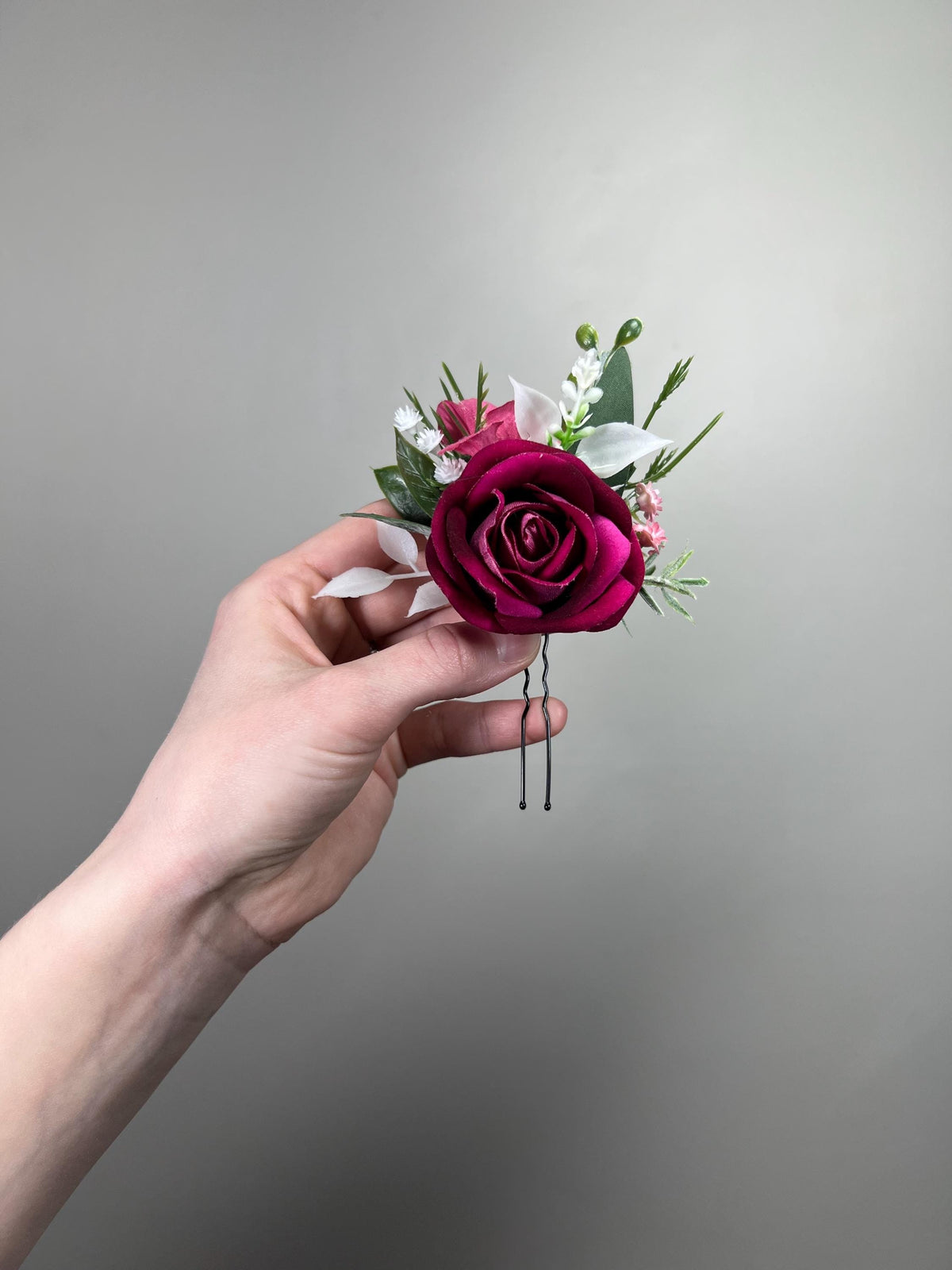 Fuchsia Hair Pin Wedding Rustic Hot Pink White Hair Accessories Bridal Magenta Hair Pin Artificial Flowers Bridesmaids Eucalyptus Reddit