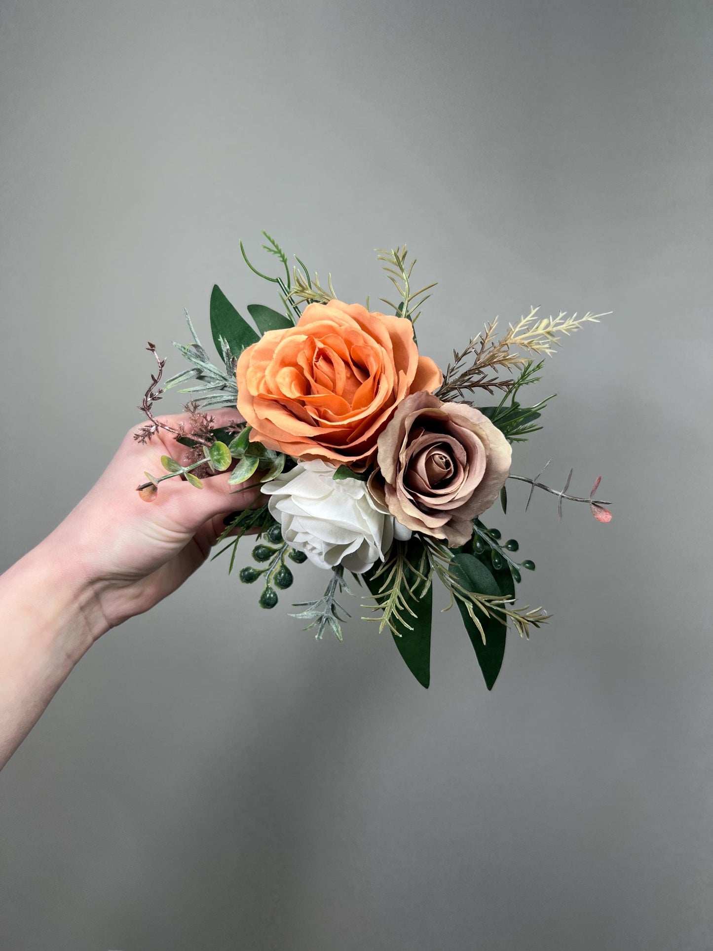 Terracotta Taupe Cake Decor Wedding Artificial Flowers Burnt Orange Soft Brown White Cake Arrangements Sand Beige Ivory Eucalyptus