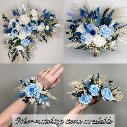 Blue White Pocket Boutonnière Wedding Groom Boho Square Boutonniere Baby Breath Groomsmen Pocket Boutonniere Sky Blue Ivory Artificial