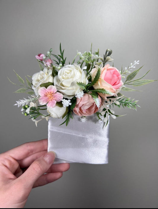 White Pink Corsage Wedding Blush Wrist Corsage Wild Flowers Bridesmaids Dusty Rose Ivory Rustic Peach Pink Corsage Prom Artificial Flowers