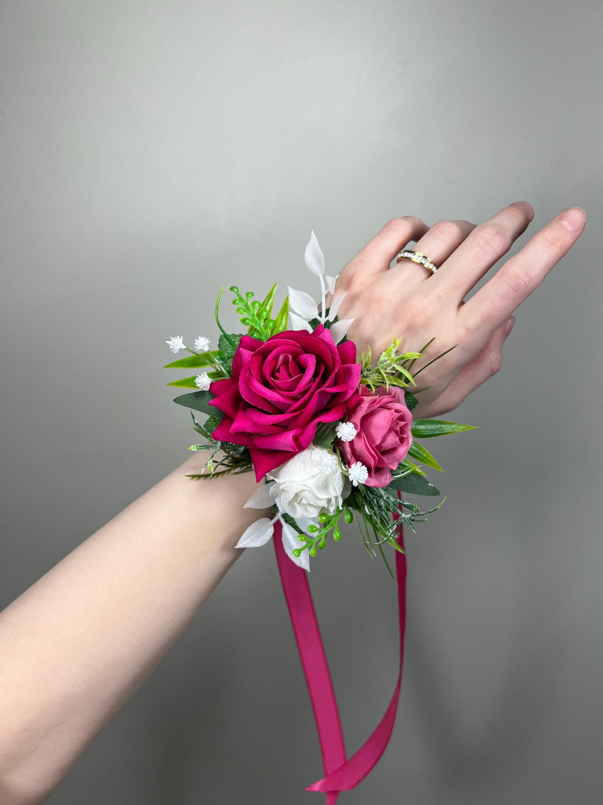 Hot Pink Pocket Boutonnière Wedding White Fuchsia Groom Square Boutonniere Groomsmen Magenta Deep Pink Prom Men Accessories Artificial