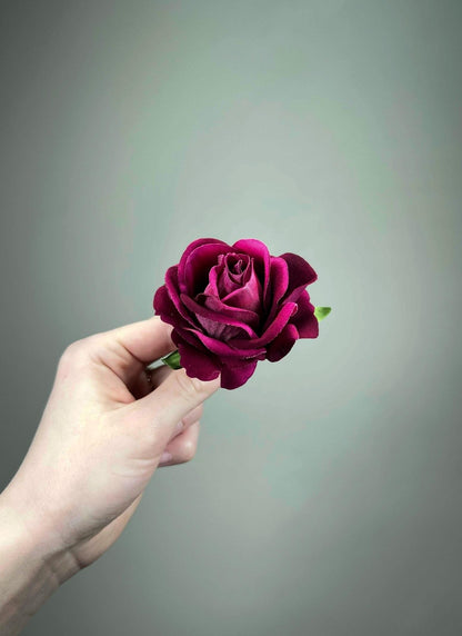 Fuchsia Rose 2.5” Small Artificial Magenta Flower Heads Dark Pink Hot DIY Supplies Craft Bouquet Wedding Raspberry Pink Silk Flowers Faux