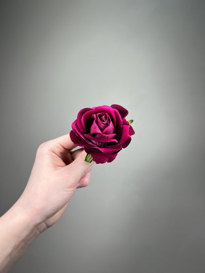 Fuchsia Rose 2.5” Small Artificial Magenta Flower Heads Dark Pink Hot DIY Supplies Craft Bouquet Wedding Raspberry Pink Silk Flowers Faux