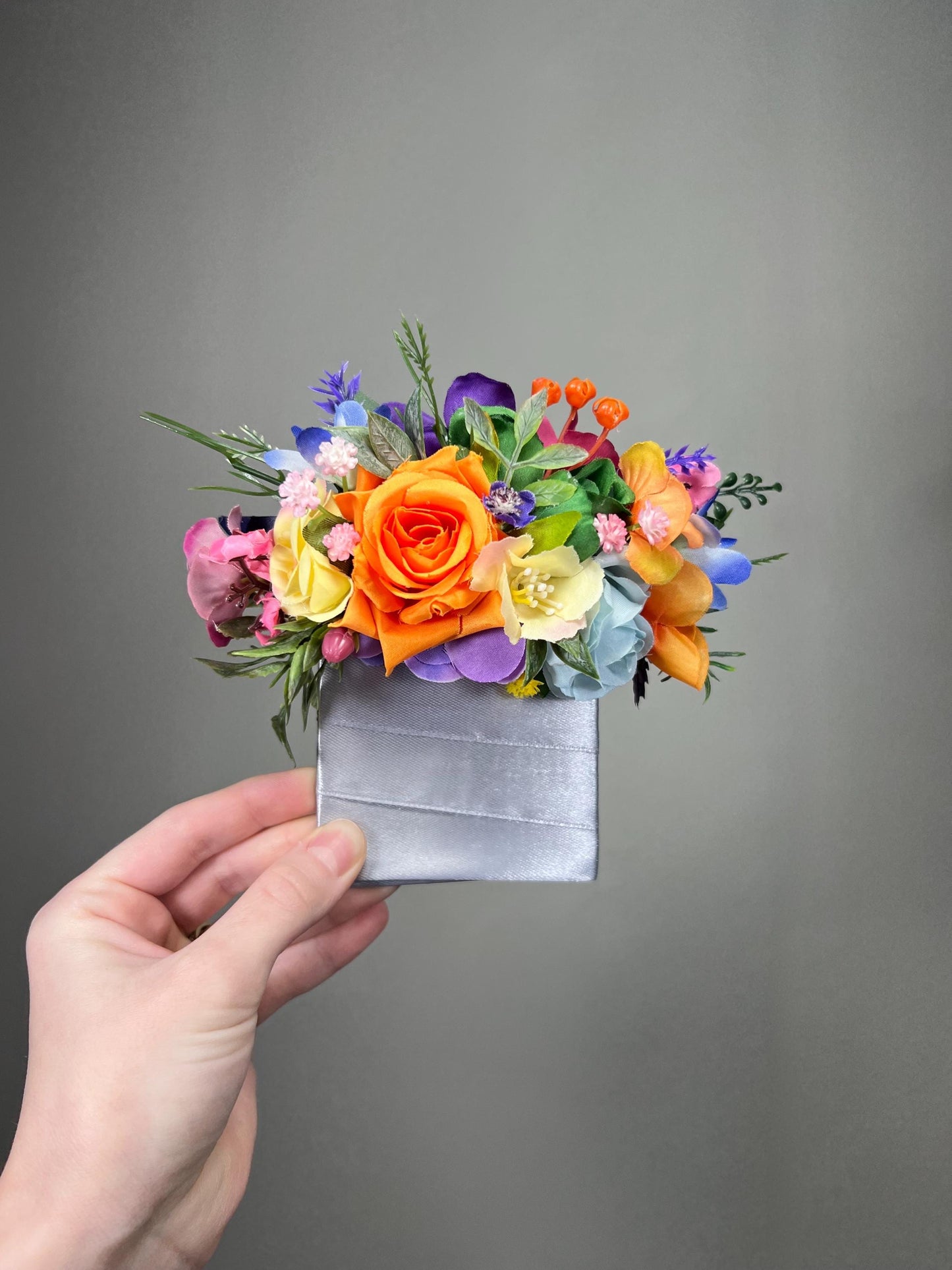 Colorful Pocket Boutonnière Wedding Wild Flowers Groom Multicolor Square Boutonnière Pink Blue Orange Groomsmen Purple Artificial Flowers