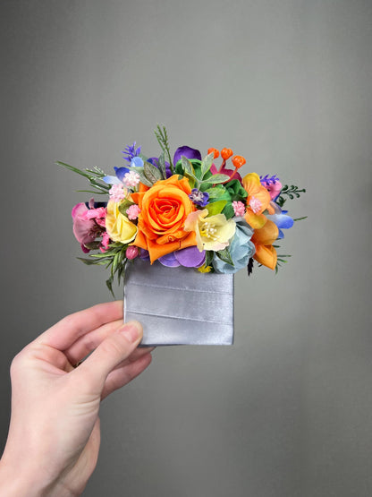 Colorful Pocket Boutonnière Wedding Wild Flowers Groom Multicolor Square Boutonnière Pink Blue Orange Groomsmen Purple Artificial Flowers