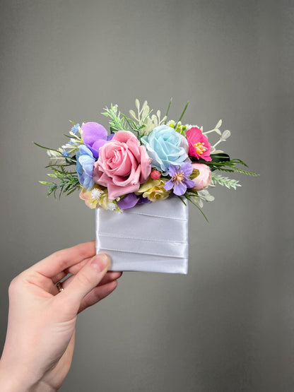 Colorful Pocket Boutonnière Wedding Wild Flowers Groom Multicolor Square Boutonnière Pink Blue Orange Groomsmen Purple Artificial Flowers