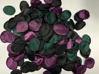 Black Purple Green Petals Silk Flower Wedding Gothic Plum Emerald Green Black Rose Petals Ceremony Decor Dark Green Hunter Petals