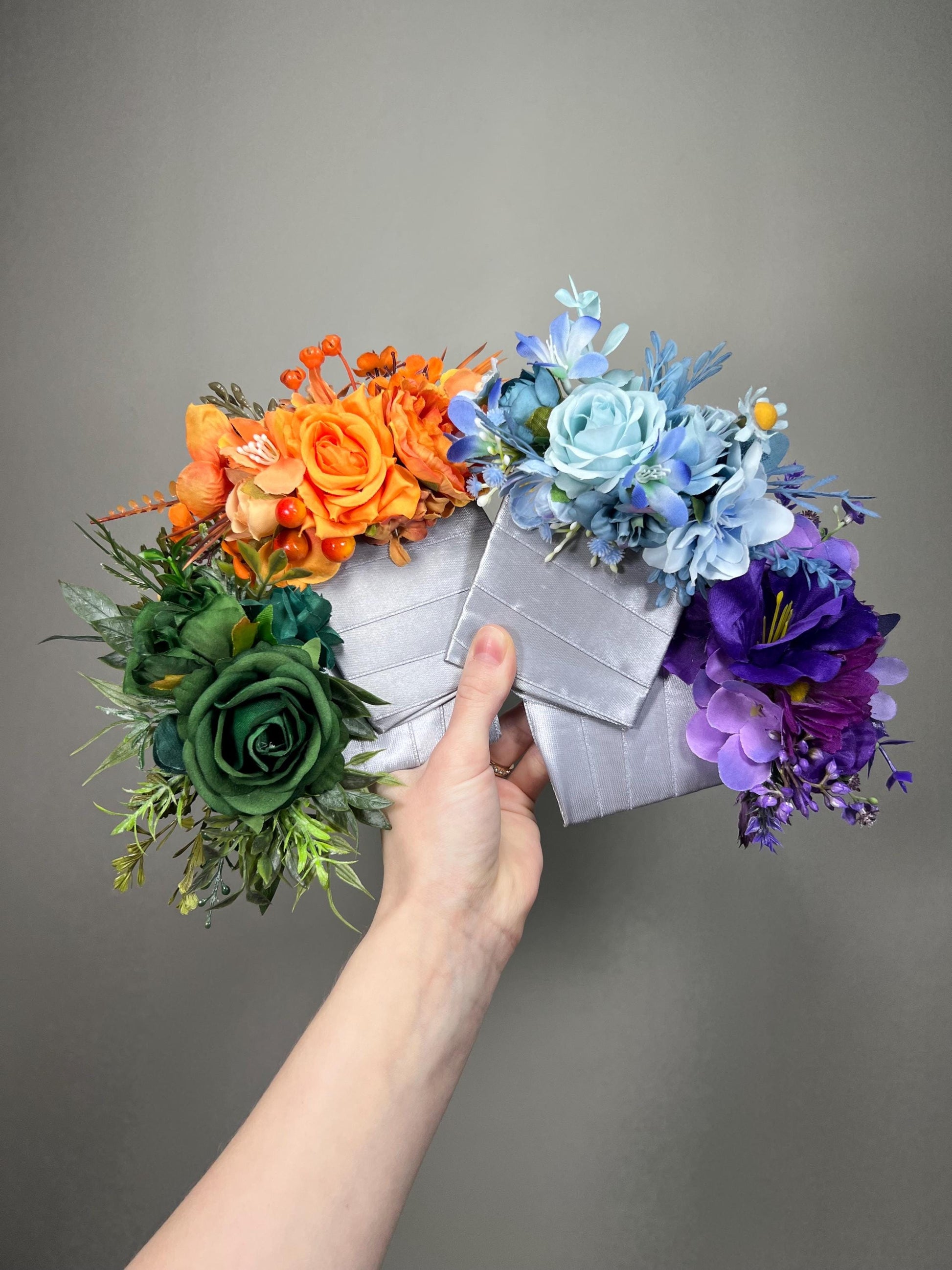 Multicolor Pocket Boutonniere Wedding Groom Square Boutonnière Mixed Color Assorted Floral Groomsmen Boutonnière Color Variety Artificial