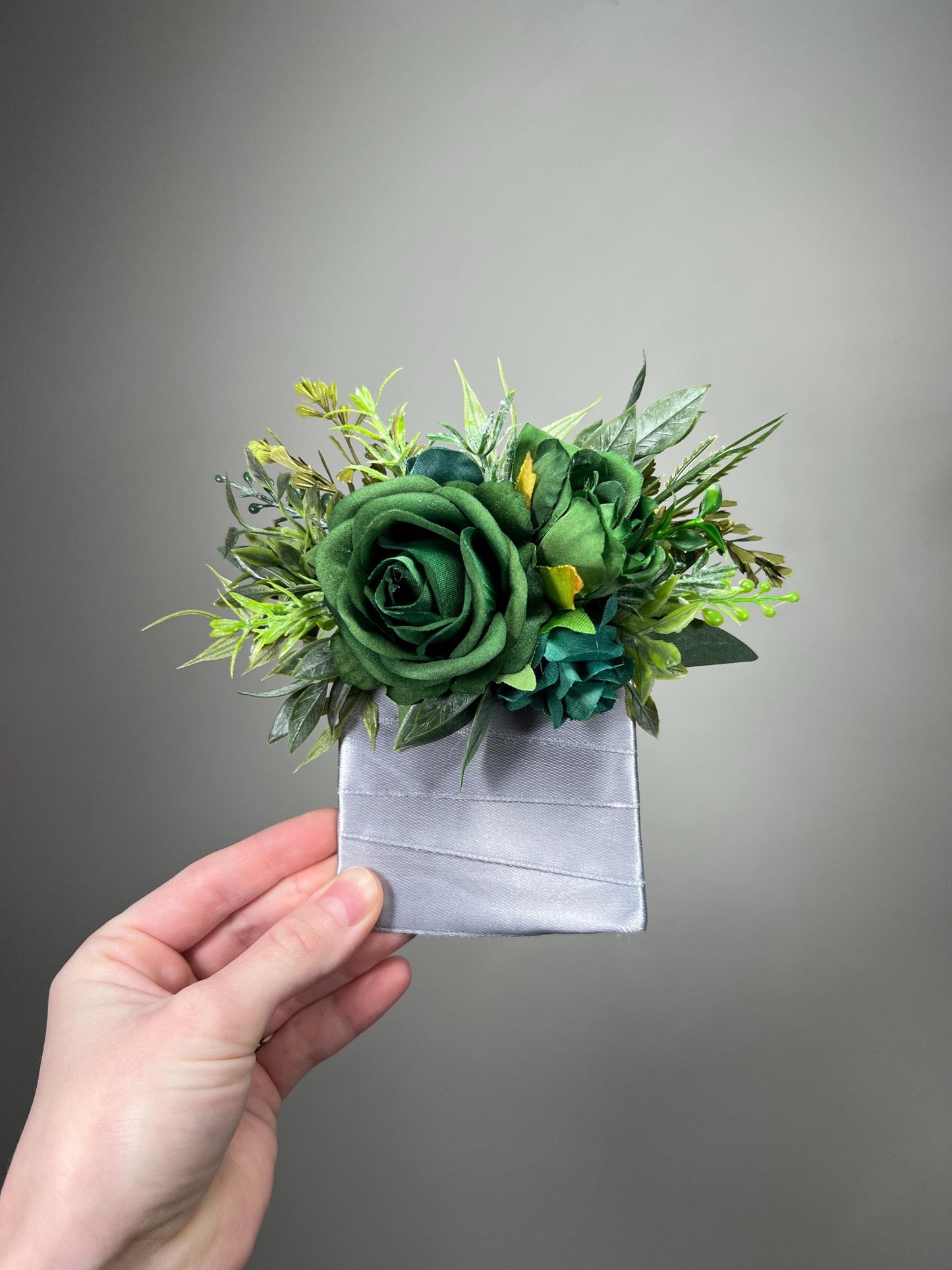 Emerald Green Pocket Boutonnière Wedding Groom Forest Green Square Boutonnière Groomsmen Deep Green Dark Rustic Eucalyptus Artificial Flower