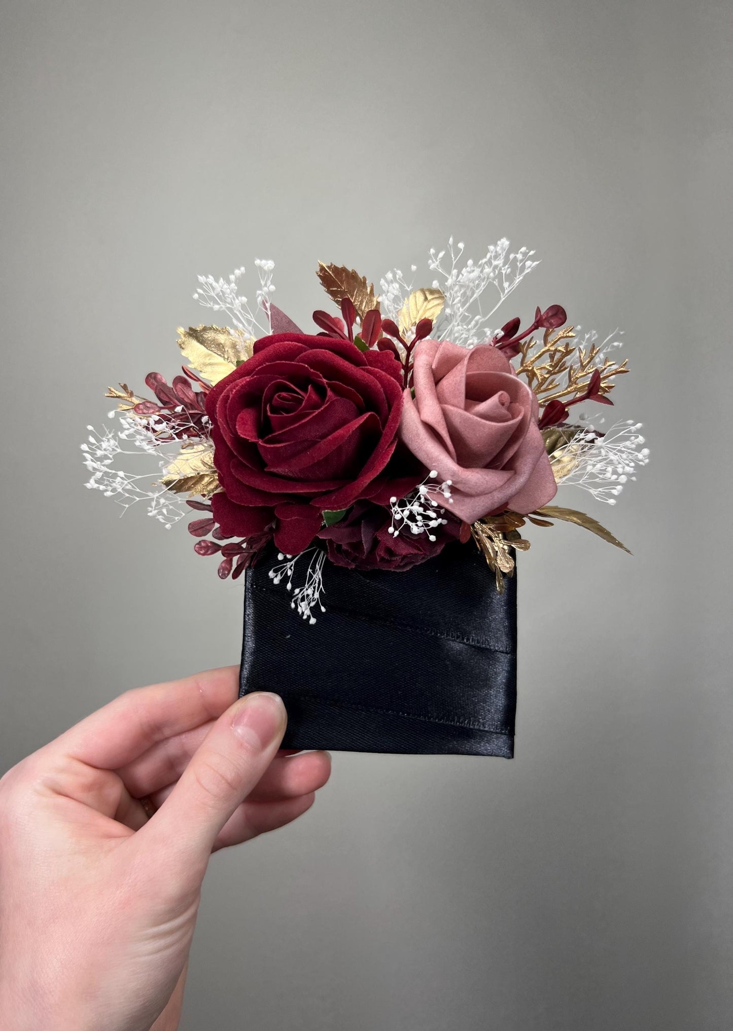 Burgundy Dusty Rose Pocket Boutonniere Wedding Blush Maroon Groom Square Boutonniere Gold Rustic Wine Red Artificial Flowers