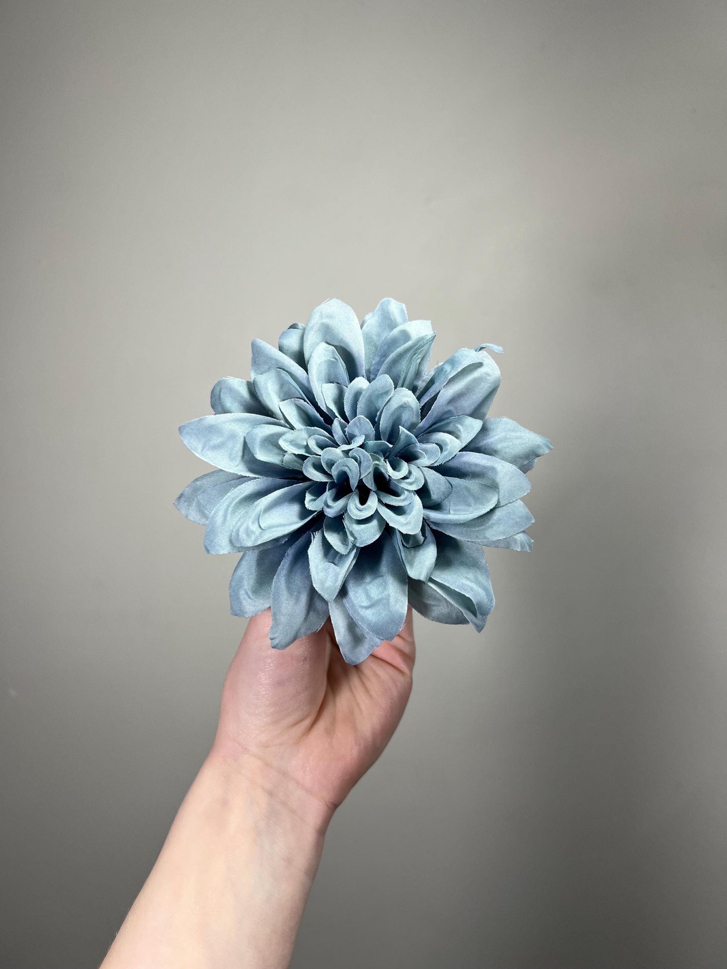 Dusty Blue Flower 4” Artificial Wedding Blue Head Dahlia Flower Dusty Blue Home Decor Wedding DIY Craft Supply Steel Blue Gray Flower Silk