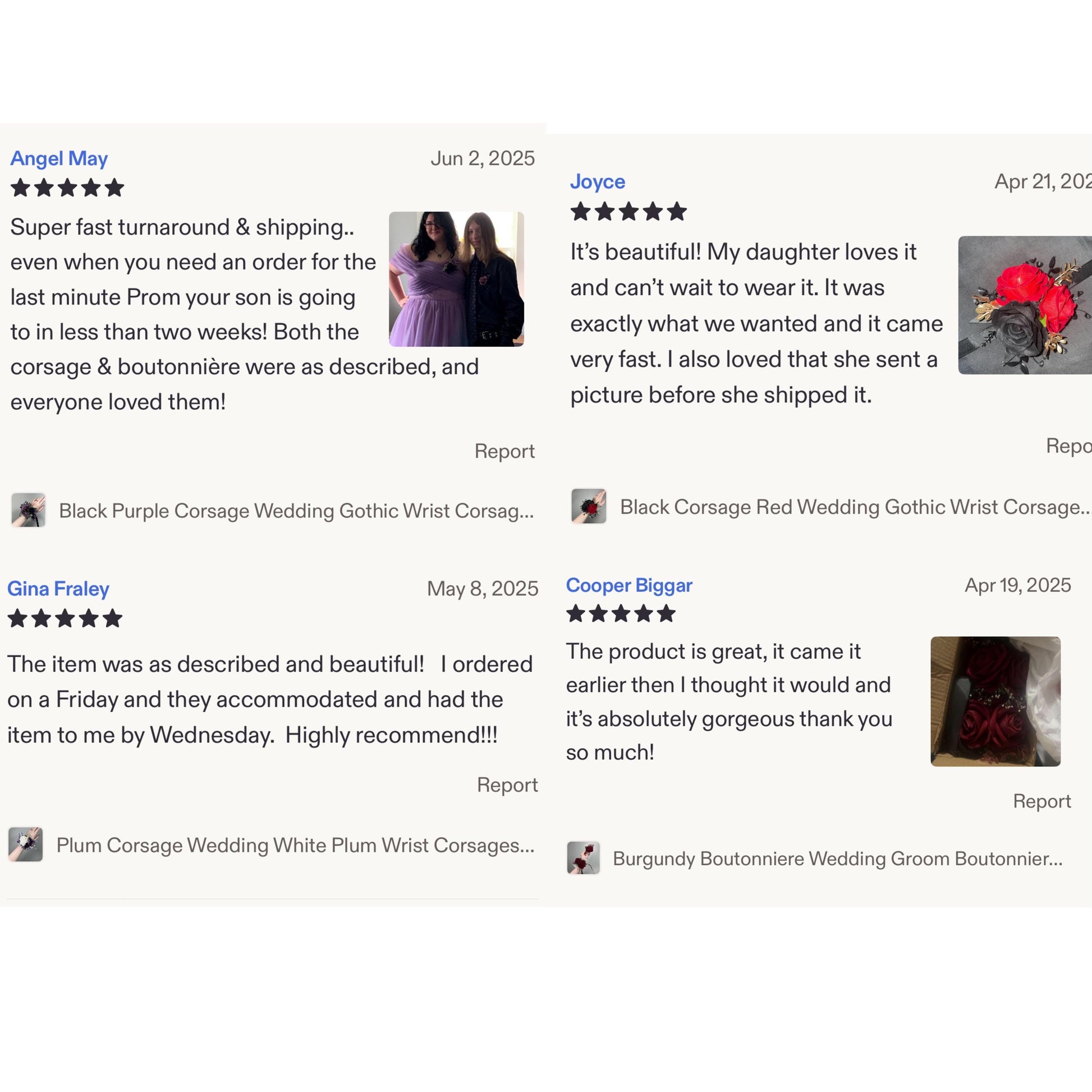 Custom Prom Set Corsage and Boutonniere Made to Match Your Dress