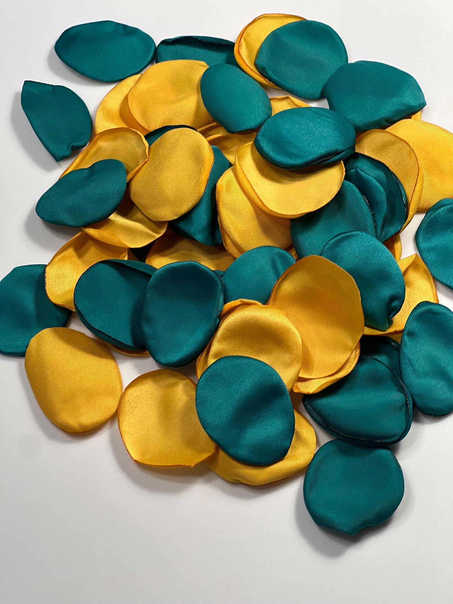 Teal & Gold Rose Satin Petals Wedding