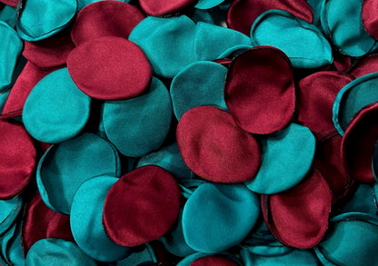 Teal Burgundy Petals Wedding Petals Teal Flower Girl Petals Burgundy Teal Wedding Aisle Decor Flower Petals Teal Ceremony Decor Confetti