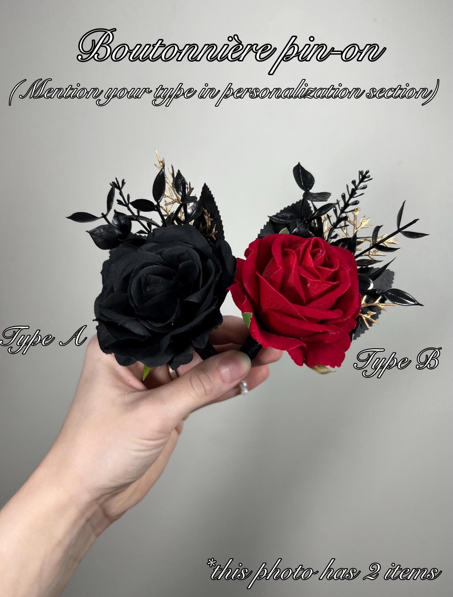 Black Red Pocket Boutonnière, Wedding Gothic Groom Groomsmen Square Boutonnière