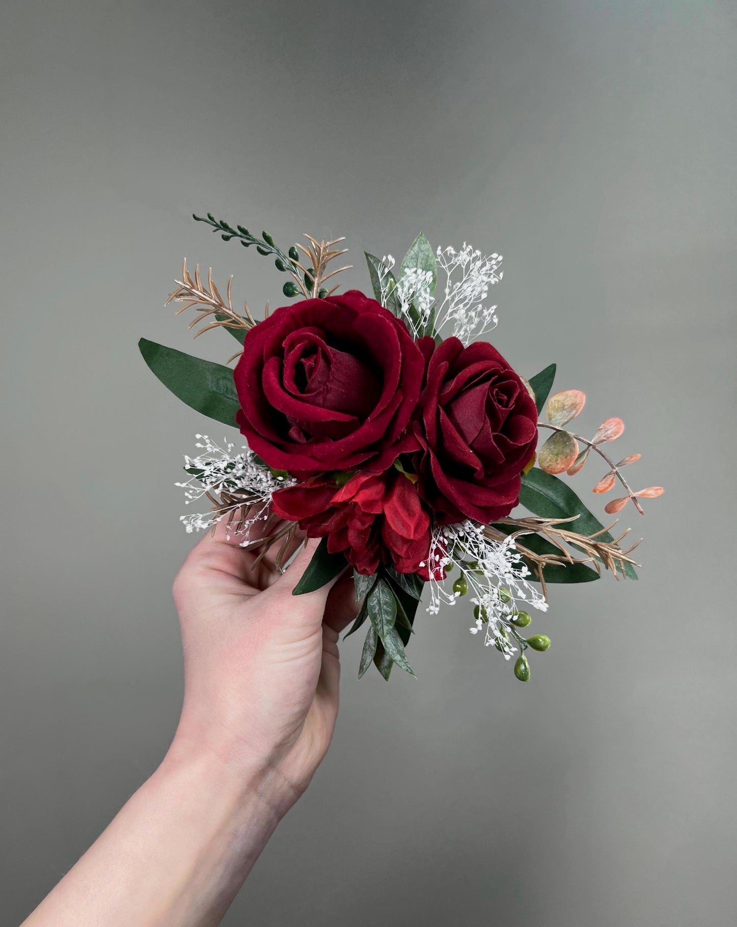 Burgundy Cake Flowers, Wedding Dark Red Roses Cake Topper, Cake Floral Decor Artificial Flowers