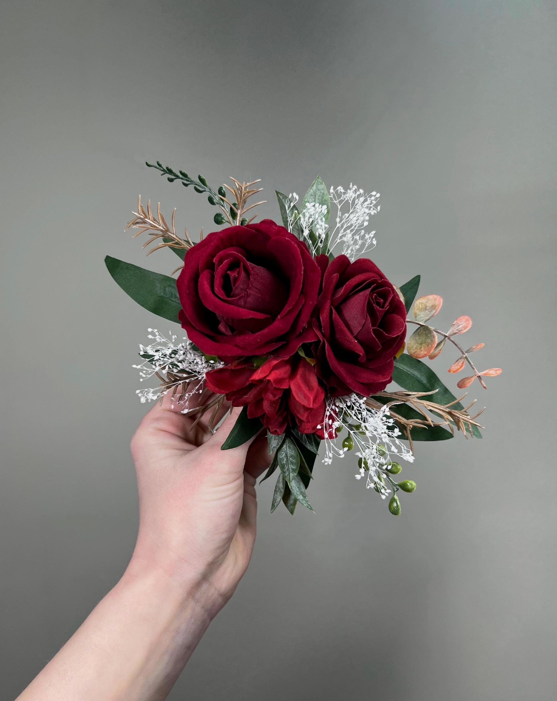 Burgundy Cake Flowers, Wedding Dark Red Roses Cake Topper, Cake Floral Decor Artificial Flowers