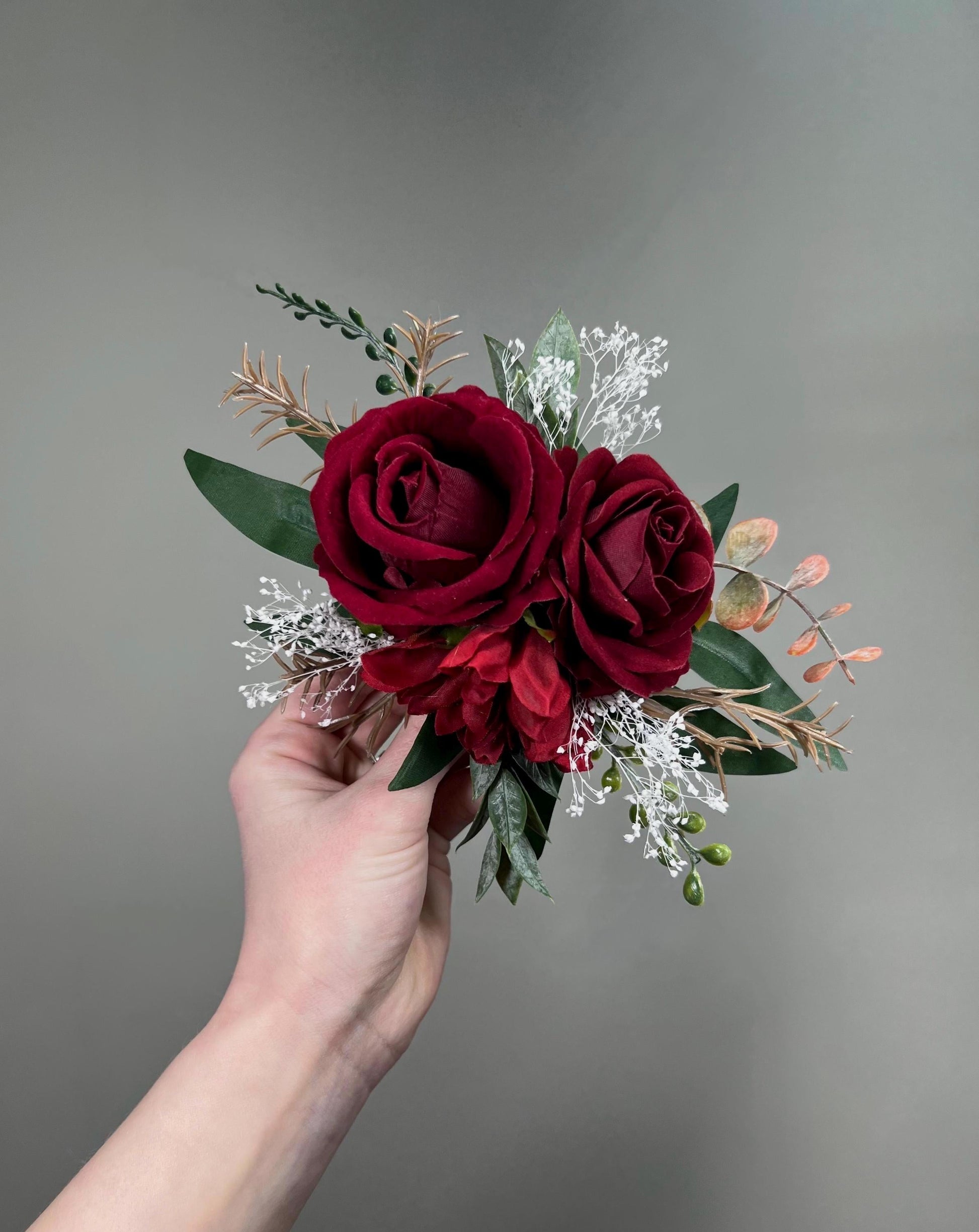 Burgundy Cake Flowers, Wedding Dark Red Roses Cake Topper, Cake Floral Decor Artificial Flowers