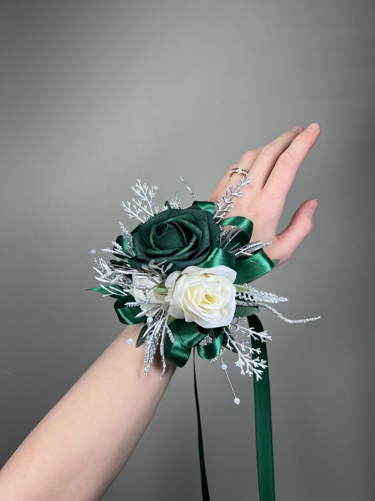 Emerald Green Boutonnière Wedding White Metallic Silver Groom Hunter Green Emerald Groomsmen Sparkly Prom Boutonnière Dark Green Rose Reddit