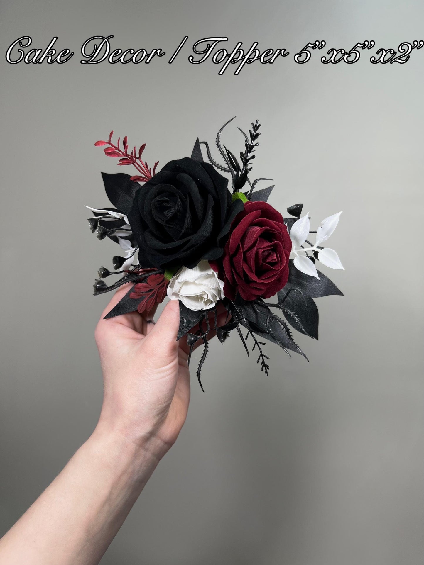 Black Burgundy Bouquet, Wedding Bridal Gothic Black White Gold Burgundy Bouquet