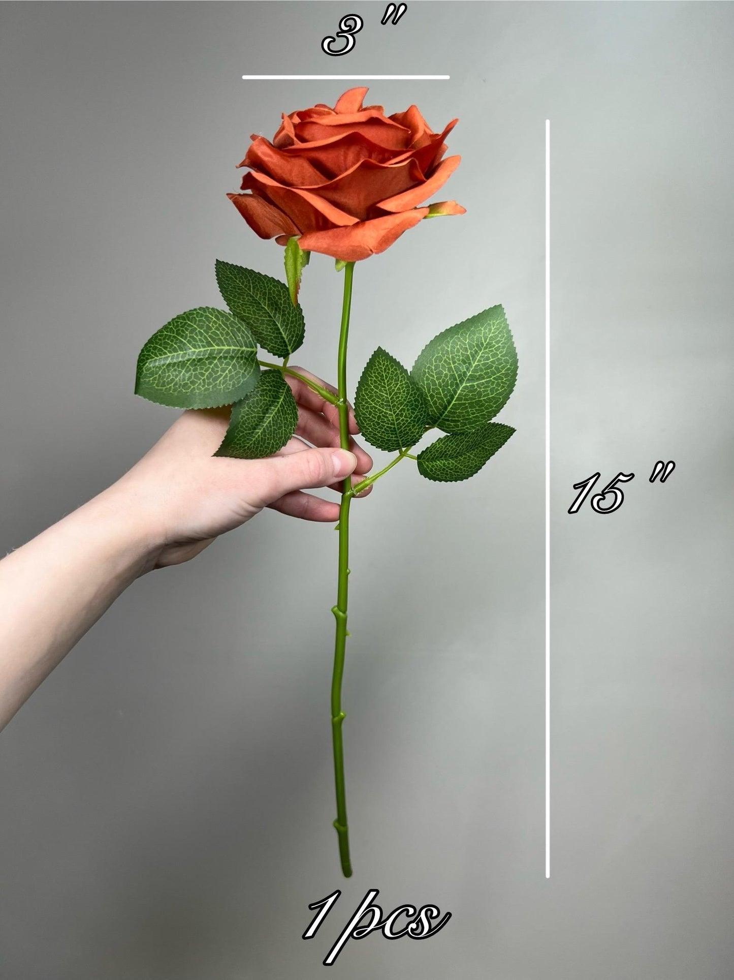 Burnt Orange Artificial Flowers Head Rose Terracotta Rust High Quality Wedding Fake Roses Stem Home Decor Silk Bridal Accessories Decorative