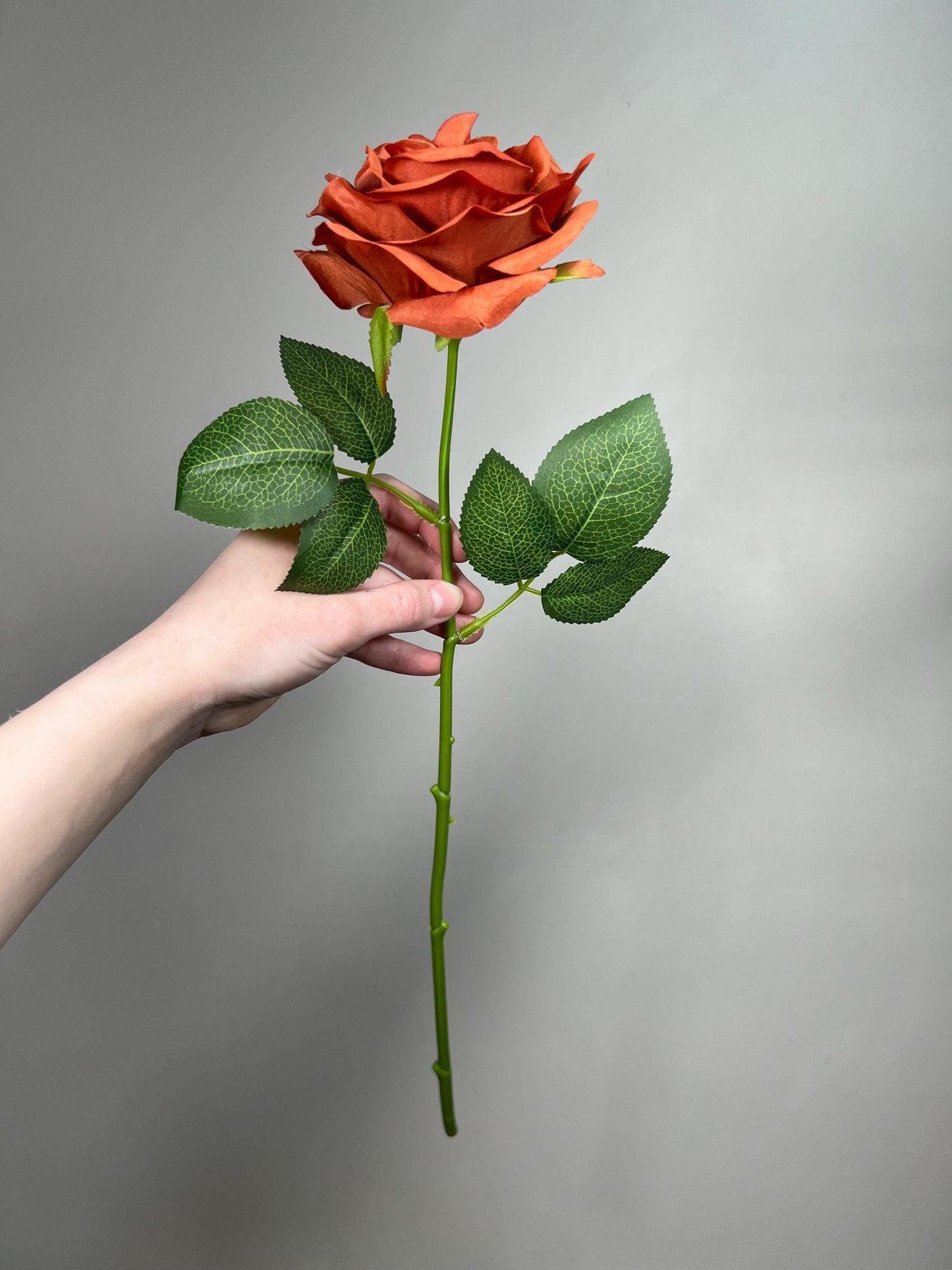 Burnt Orange Artificial Flowers Head Rose Terracotta Rust High Quality Wedding Fake Roses Stem Home Decor Silk Bridal Accessories Decorative