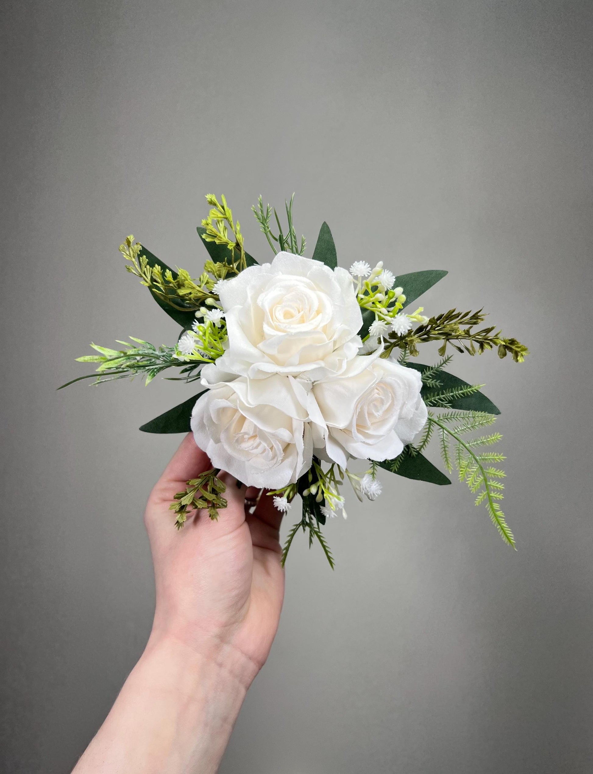 White Artificial Cake Flowers, Wedding White Ivory Roses for Cake Decor Topper