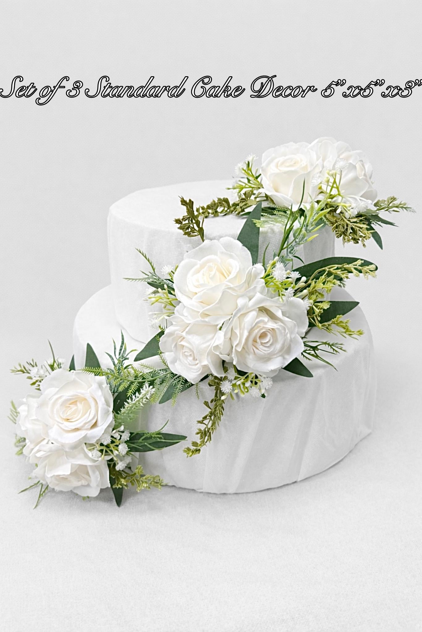 White Artificial Cake Flowers, Wedding White Ivory Roses for Cake Decor Topper