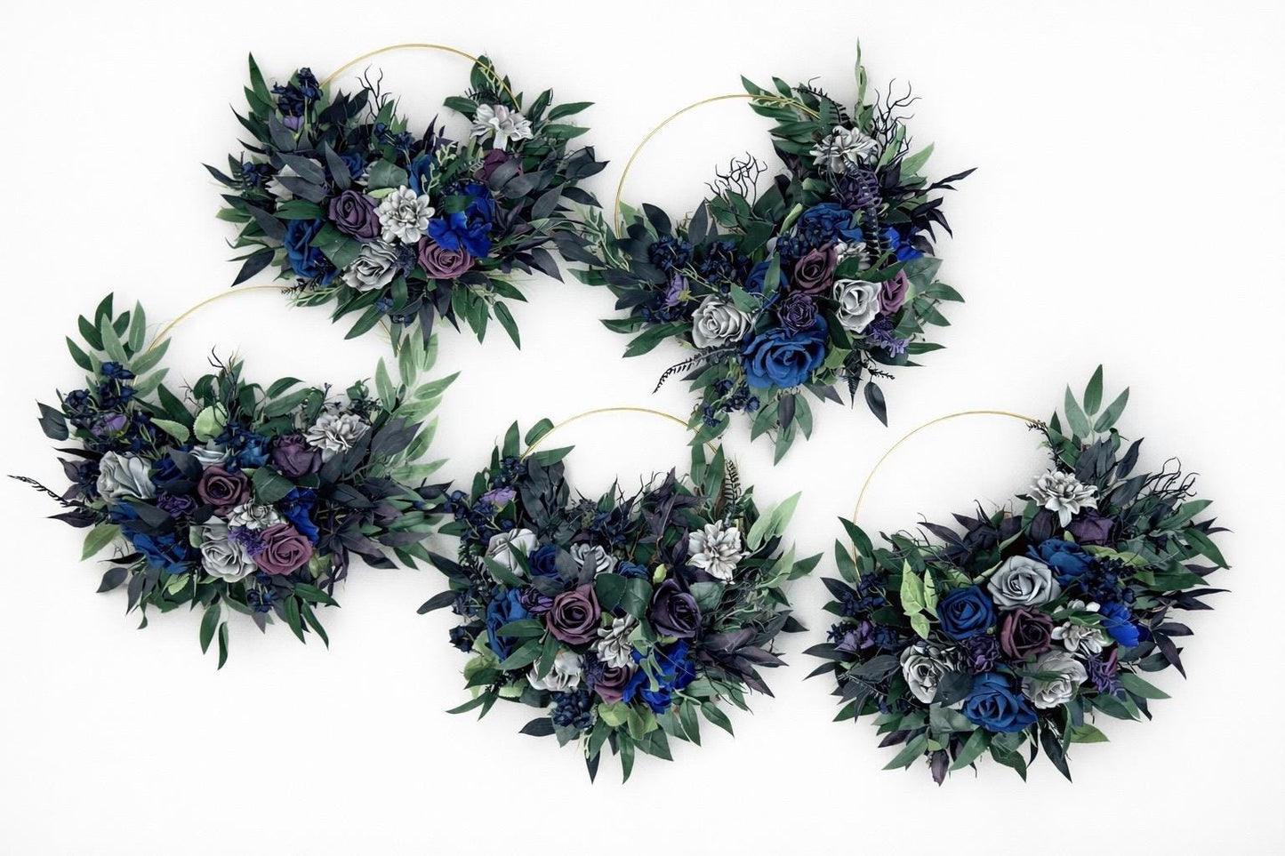 Navy Blue Bouquet Plum Wedding Bridal Bouquet Purple Dark Blue Grey Bouquet Bridesmaids Jewel Tones Bouquet Plum Blue Black Artifical Flower