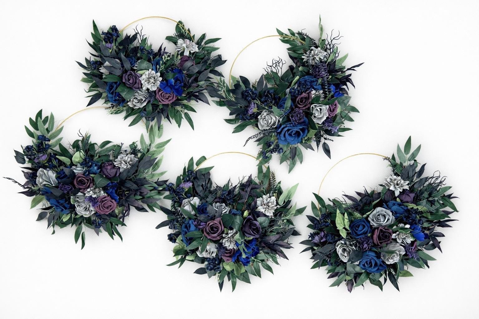 Navy Blue Bouquet Plum Wedding Bridal Bouquet Purple Dark Blue Grey Bouquet Bridesmaids Jewel Tones Bouquet Plum Blue Black Artifical Flower