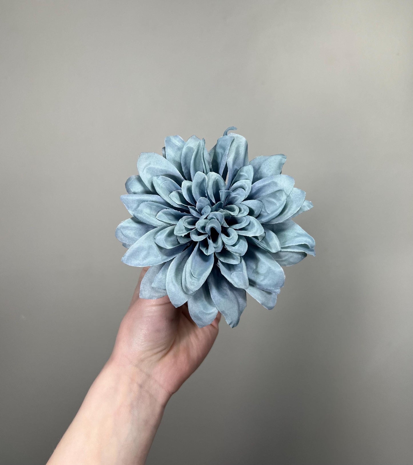 Dusty Blue Flower 4” Artificial Wedding Blue Head Dahlia Flower Dusty Blue Home Decor Wedding DIY Craft Supply Steel Blue Gray Flower Silk