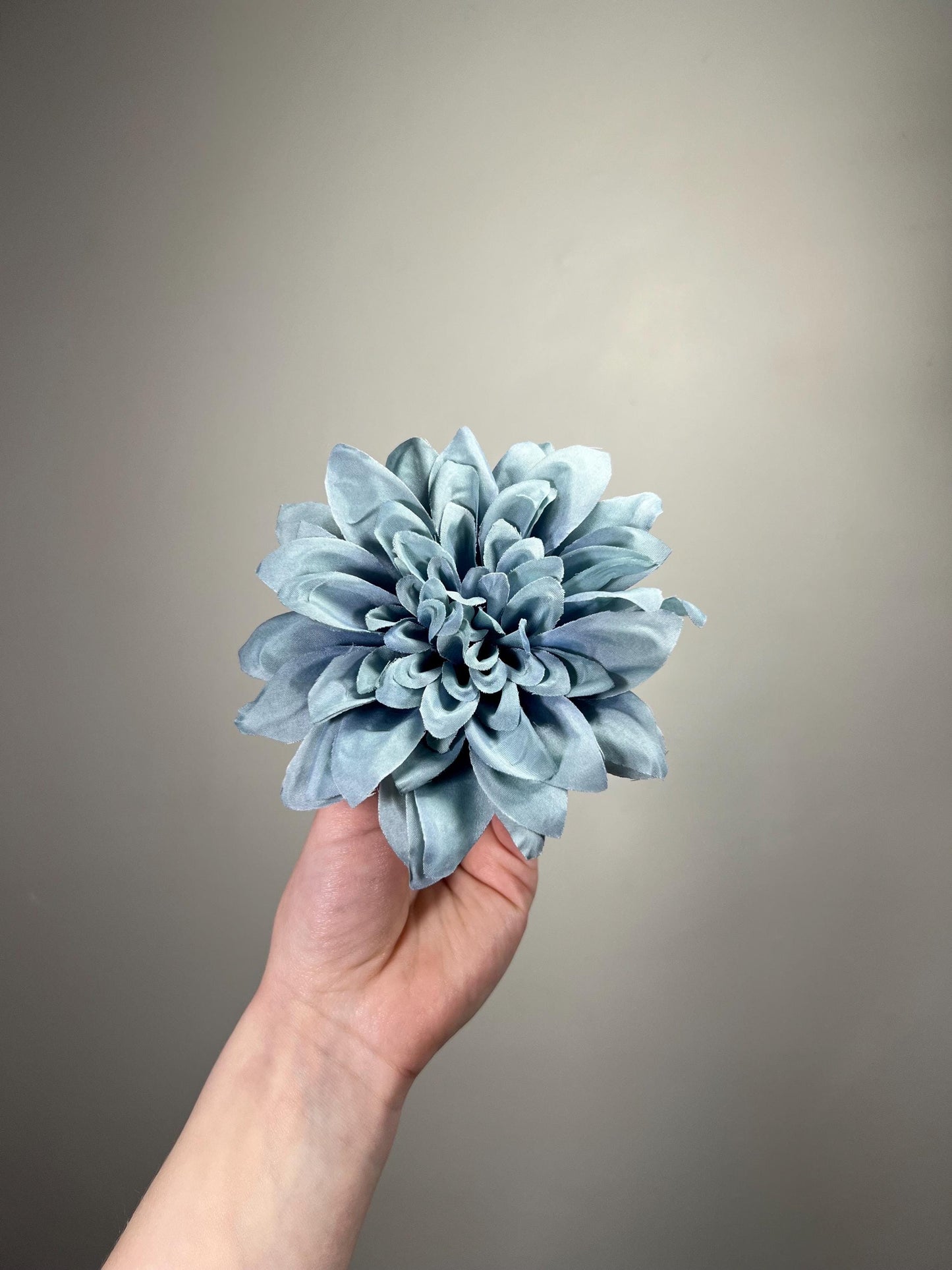 Dusty Blue Flower 4” Artificial Wedding Blue Head Dahlia Flower Dusty Blue Home Decor Wedding DIY Craft Supply Steel Blue Gray Flower Silk