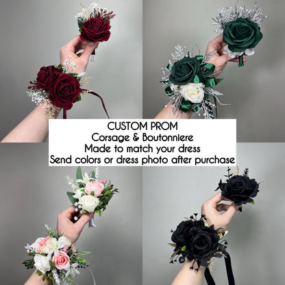 Custom Prom Set Corsage and Boutonniere Made to Match Your Dress