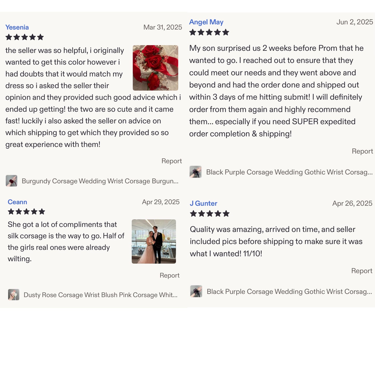 Custom Prom Set Corsage and Boutonniere Made to Match Your Dress