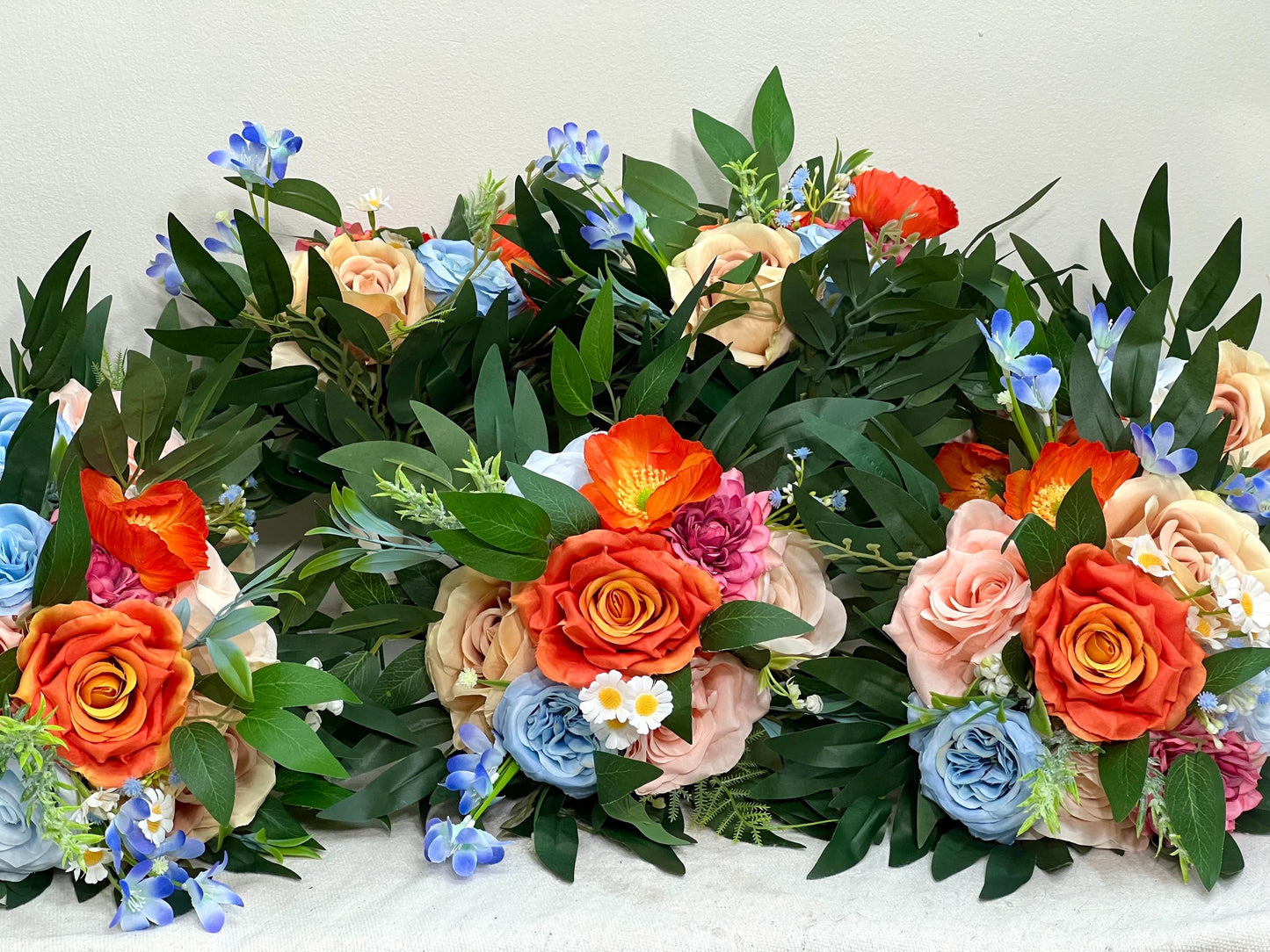 Wedding Bouquet Wild Flower Summer Pink Bridal White Spring Bouquet Pink Blush Blue Bridesmaids Bouquet Blue Wild Flower Artificial