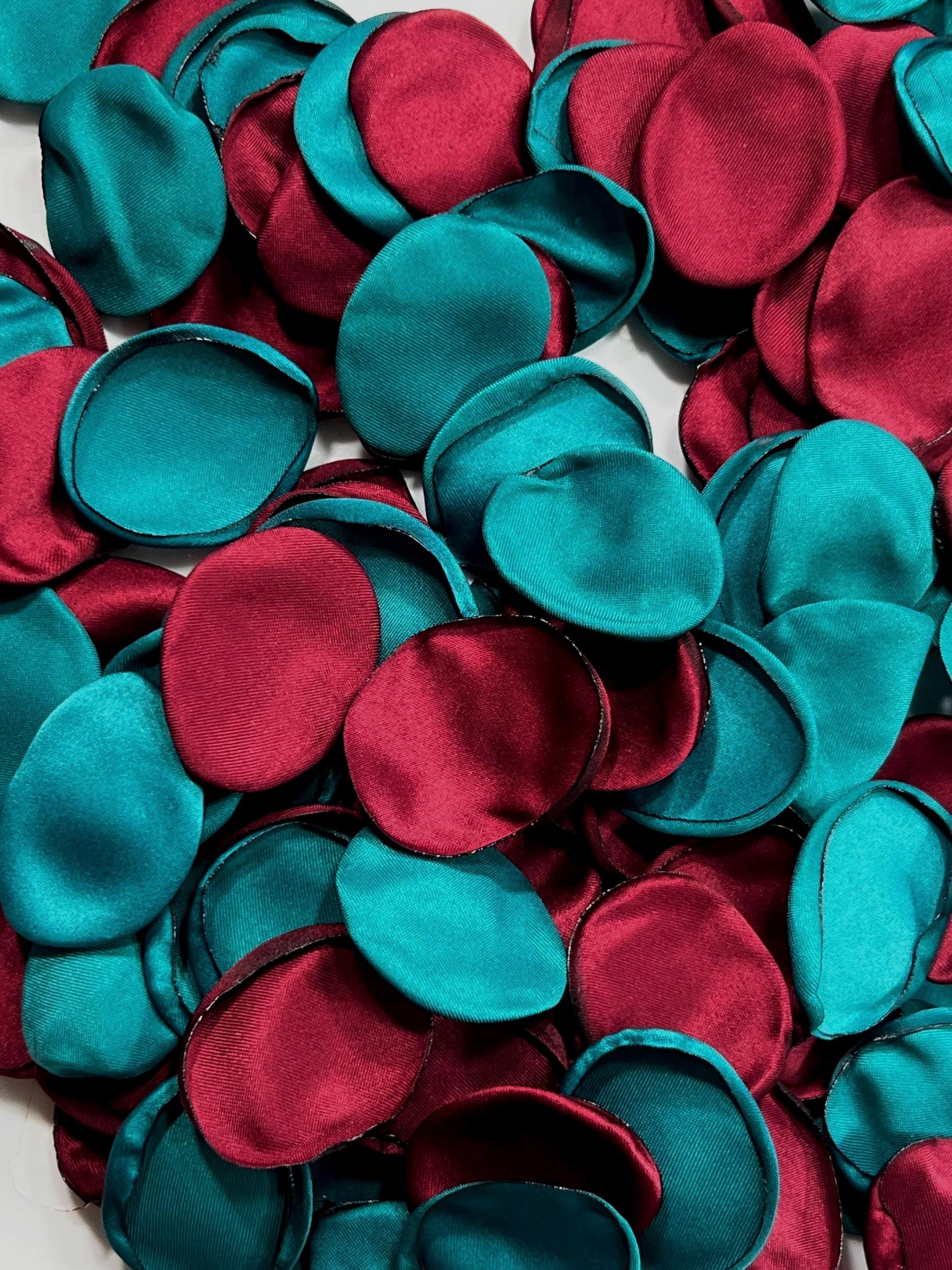 Teal Burgundy Petals Wedding Petals Teal Flower Girl Petals Burgundy Teal Wedding Aisle Decor Flower Petals Teal Ceremony Decor Confetti
