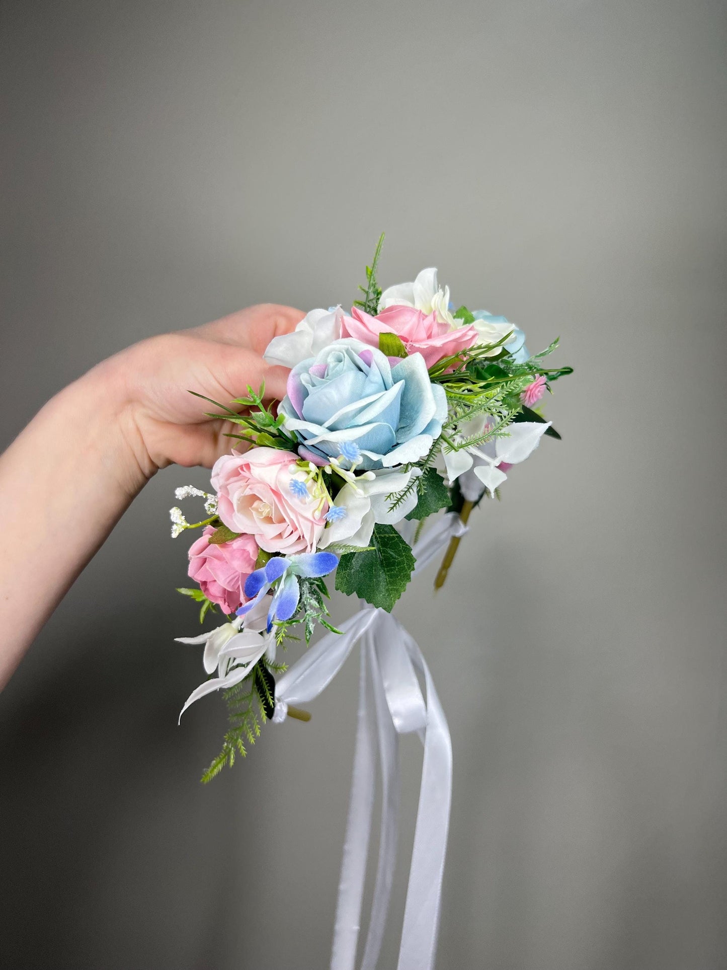 Blue Pink Flower Crown, Wedding Pastel Bridal HeadPiece, Spring Hair Wreath, White Sky Blue Blush Floral Crown Reddit