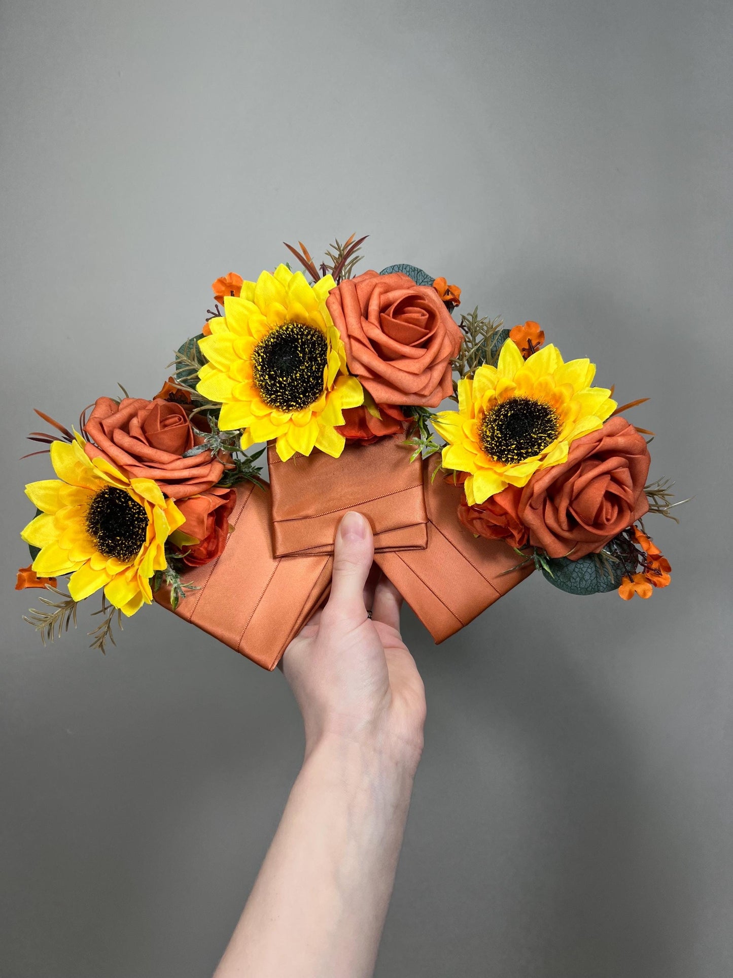 Sunflower Pocket Boutonniere, Burnt Orange Fall Wedding Groom Flower, Rustic Terracotta Groomsmen Pocket Square